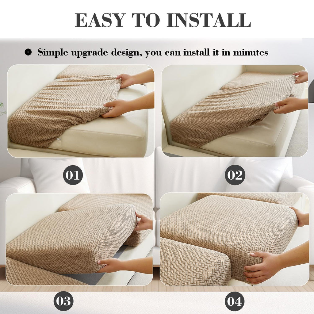 Disayu Sofa Covers Couch Covers for Sofa Pet Friendly Couch Cushion Covers Universal Sofa Covers Washable Stretch Slipcovers for Sectional Sofa (Texture Light Coffee, 2 Seats + Chaise Cover)