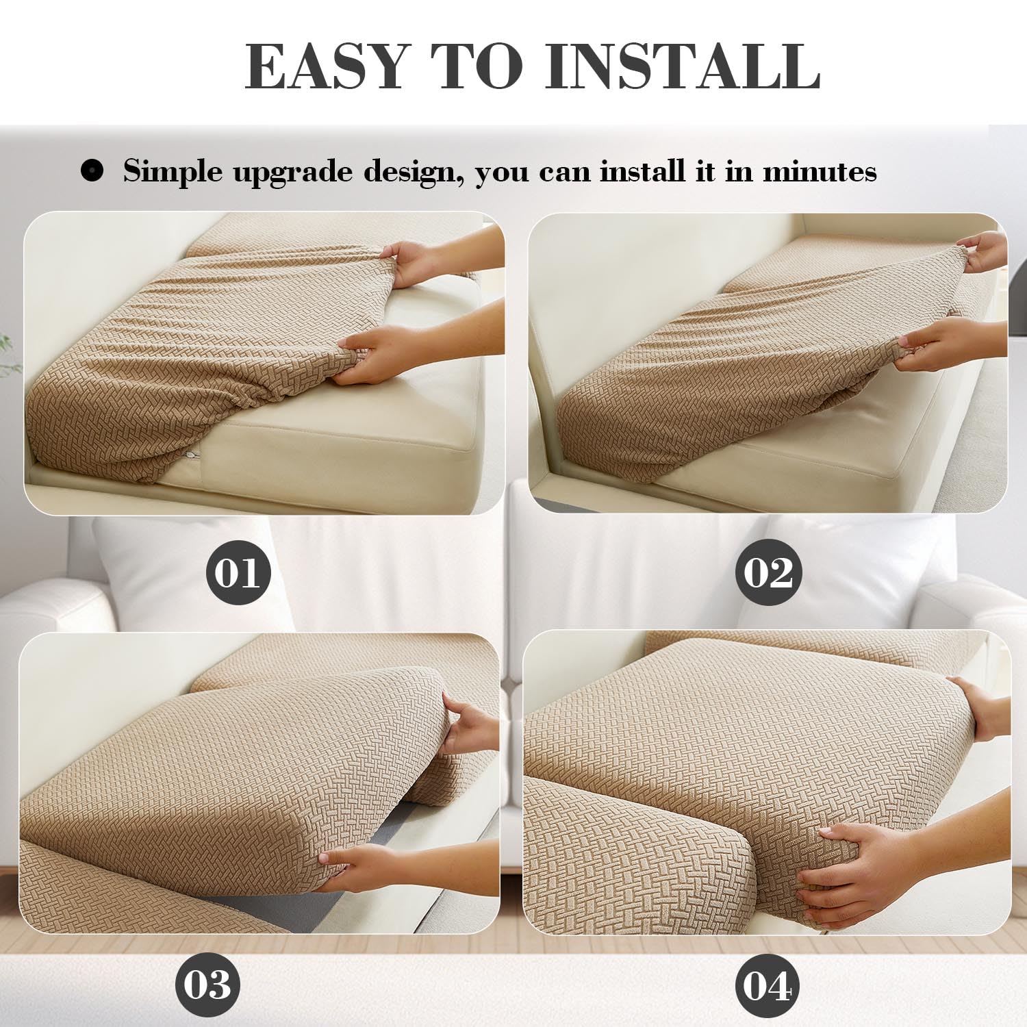 Disayu Sofa Covers Couch Covers for Sofa Pet Friendly Couch Cushion Covers Universal Sofa Covers Washable Stretch Slipcovers for Sectional Sofa (Texture Light Coffee, 2 Seats + Chaise Cover)