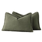 MIULEE Boho Linen Decorative Lumbar Throw Pillow Covers Olive Green 12x20
