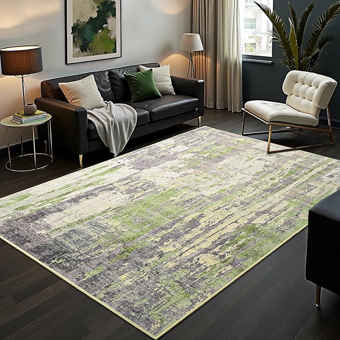 Toneed 4x6 Washable Non Slip Abstract Area Rugs for Bedroom Living Room