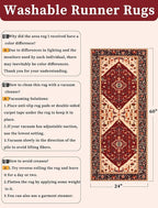 SERISSA Boho Washable Runner Rug, 2x5 Rug Runner Non-Slip Vintage Red Black Hallway Kitchen Runner Rug Ultra Soft Print Distressed Floor Carpet Runner for Bedroom Bathroom Laundry Living Room