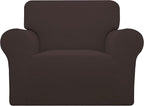 Easy-Going Stretch Oversized Chair Sofa Slipcover 1-Piece Couch Sofa Cover Furniture Protector Soft with Elastic Bottom for Kids Spandex Jacquard Fabric Small Checks Chocolate