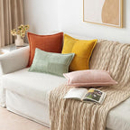 MIULEE Rust Decorative Throw Pillow Covers for Couch Bed Livingroom 20x20 Inch Set of 2 Boho Accent Throw Pllows Broadside Striped Patchwork Soft Corduroy Pillowcases