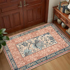 GarveeHome Terracotta Teal 8x10 Area Rugs for Living Room, Botanical Grove Cottagecore Washable Rug for Bedroom Dining Nursery Low-Pile Vintage Large Carpet
