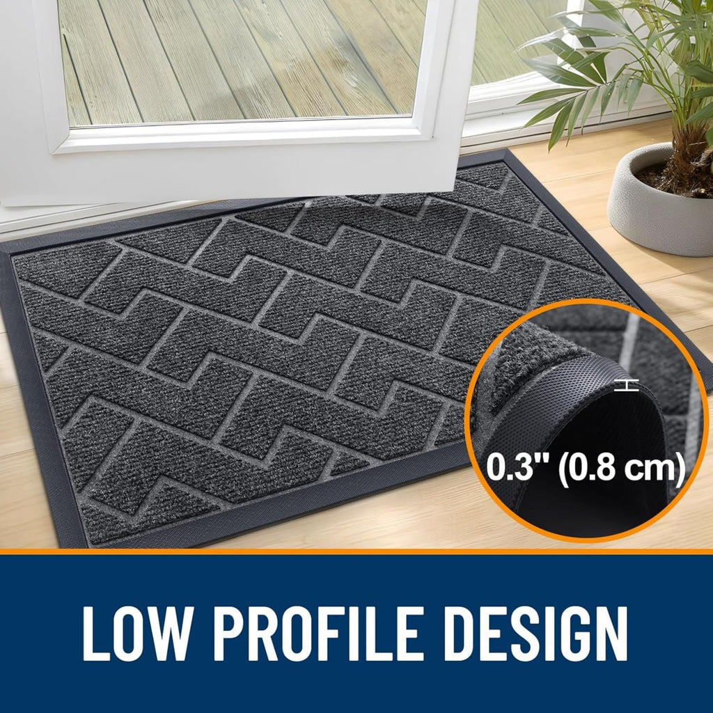OLANLY Front Door Mat Outside 47x23, All-Season Absorbent Rubber Doormat