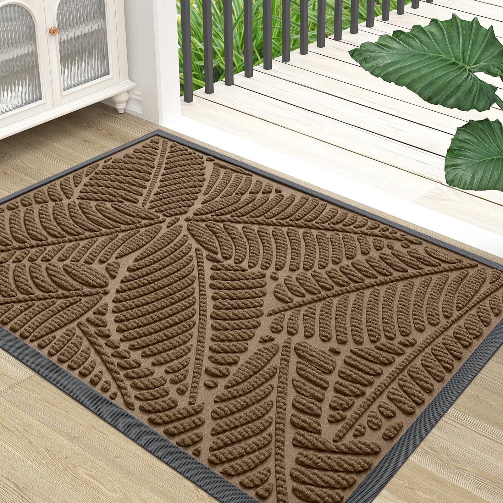 Colorxy Waterproof Front Doormat, Sturdy Natural Rubber Door Mat, 71x47
