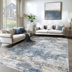 6x9 Area Rugs for Living Room, Washable Modern Abstract Large Area Rug Neutral Soft Non Slip Kids Rug Stain Resistant Indoor Carpet for Bedroom Nursery Dining Room Playroom(BlueWhite, 6'x9')