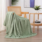 Linecooo Sage Green Fleece Throw Blanket 60”×80” for Couch Sofa Livingroom