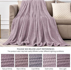 BEDELITE Fleece Blanket Twin Size – 3D Ribbed Jacquard Soft and Warm Decorative Fuzzy Blankets – Cozy, Fluffy, Plush Lightweight Throw Blankets for Couch, Bed, Sofa(Dusky Violet, 60x80 inches)