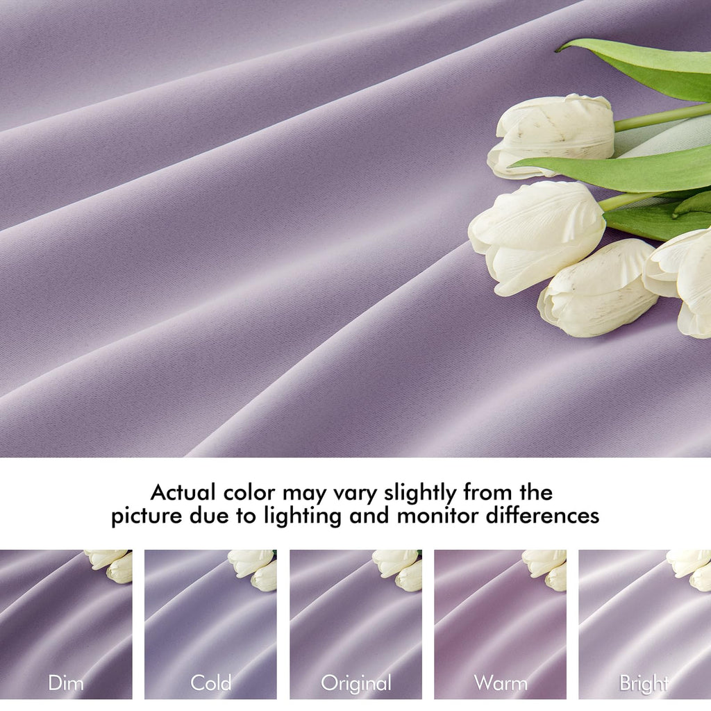 MIULEE Lilac Back Tab Blackout Curtains 52x96 Inch Long 2 Panels Set