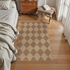 Lahome Colette Checkered Easy Jute Rug, 2x3 Entryway Rug Indoor Outdoor Front Door Mat, Farmhouse Neutral Non Slip Non Shedding Washable Kitchen Mats for Floor Foyer
