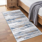 2x4 Washable Entryway Runner Rugs: Easy-to-Clean Runners for Hallway Bedroom - Stain and Water Resistant Rug with Non-Slip Backing - Soft Low-Pile Door Mat Kitchen Carpet Navy Grey