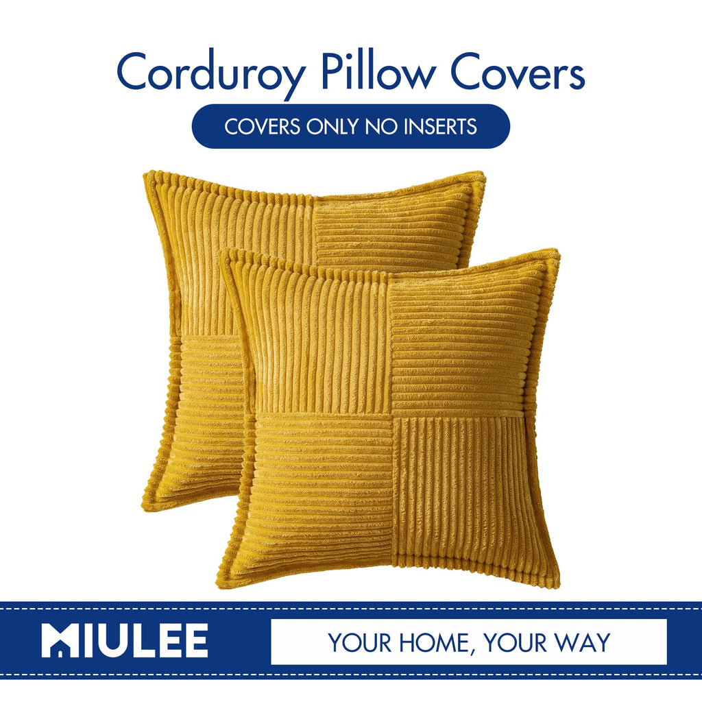 MIULEE Decorative Throw Pillow Covers for Couch 20x20 Inch Mustard Yellow