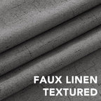 H.VERSAILTEX Linen Curtains 100% Blackout Curtains for Bedroom 90 inch Long Full Light Blocking Nature Linen Blended Window Curtains for Living Room Nickel Grommet (2 Panels, Grey)