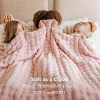 Bedsure 3D Fleece Bubble Blanket - GentleSoft Pink Queen Blanket for Bed Sofa Girls Room Decor - Luxury Soft Cozy Spring Gifts for Kids Girls, Lightweight, Crystal Pink, 90"×90"