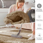 OLANLY 2x4 Machine Washable Runner Rugs for Hallway, Soft Fluffy Shaggy Bedside Rugs for Bedroom, Living Room, Indoor Floor Carpet for Kids Girls and Boys, Home Decor Aesthetic, Taupe