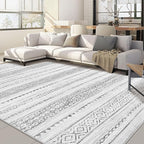 Nakagishi Area Rugs 8x10 Living Room: Washable Boho Large Neutral Soft Farmhouse Rug Stain Resistant Modern Geometric Non-Slip Indoor Carpet for Bedroom Nursery Kids Playroom Office Dining Room- Grey