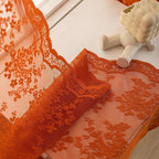 YJ YANJUN Vintage Lace Curtains 102 Inches Long-Rust Retro Floral Burnt Orange Sheer Curtain Panels for Home Office Patio Sliding Door, Rod Pocket, Boho Halloween Fall Decor 2 Panels 52W x 102L