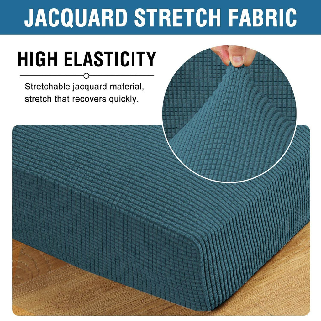 H.VERSAILTEX Super Stretch Individual Seat Covers - Sofa & Couch Cushion Slipcover Sets (Thick Jacquard Textured Twill Fabric, Deep Teal) - 2 Piece Large
