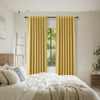 Guken 100% Blackout Curtains 96 Inch Length 2 Panels Set for Living Room Bedroom Back Tab Thermal Insulated Black Out Linen Drapes Room Darkening Window Curtains 96 Inches Long,Gold