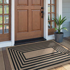 Lahome Enfys Modern Geometric Easy Jute Outdoor Rug, 3x5 Black Washable Kitchen Rugs for Bedroom Thin Non Slip Indoor Door Mat, Non Slip Farmhouse Carpet for Office Patio
