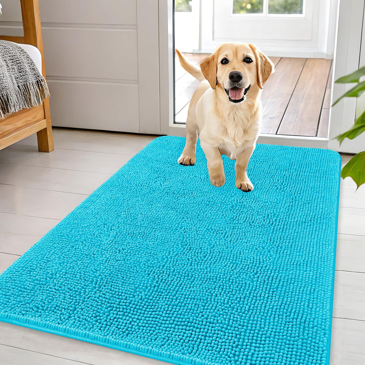 OLANLY Dog Door Mat for Muddy Paws 44x32, Super Absorbent Chenille Mud Mat