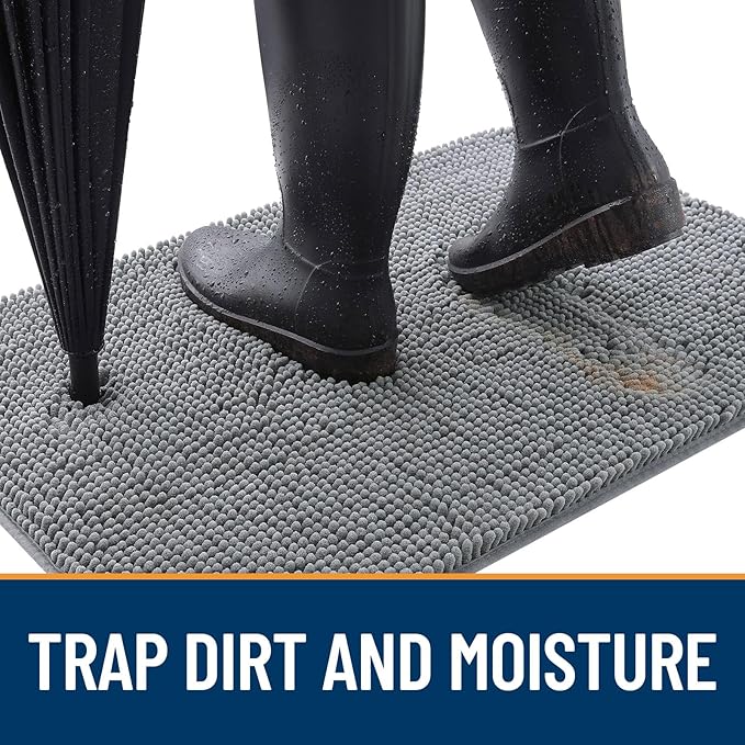 OLANLY Dog Door Mat for Muddy Paws 70x35, Super Absorbent Chenille Mud Mat