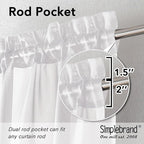 Simplebrand Sheer White Curtains 108 Inches Long, Extra Long Rod Pocket Solid Color Window Sheer Curtain Panels, Elegant Curtains & Drapes for Living Room, Bedroom 2 Panels (White, 59" W x 108" L)