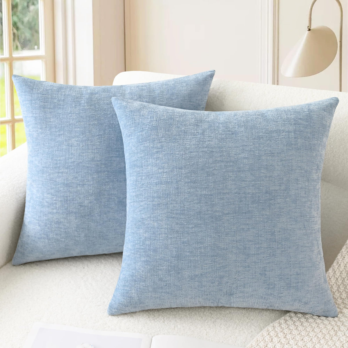CaliTime Decorative Couch Throw Pillow Covers 22 X 22 Inches Ocean Blue