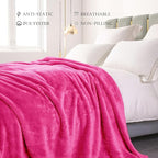 Exclusivo Mezcla Plush Fuzzy Fleece Bed Blanket King Size, Super Soft, Fluffy and Warm Blankets for Couch, Bed, All Season (Hot Pink, 90x104 inches)