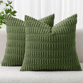 MIULEE Corduroy Decorative Throw Pillow Covers 18x18 Moss Green Pack of 2