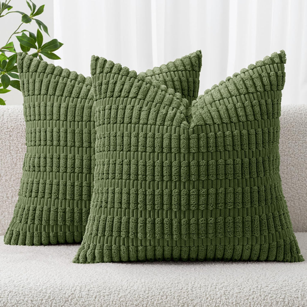 MIULEE Corduroy Decorative Throw Pillow Covers 20x20 Crimson Pack of 2