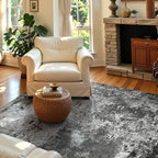 Entrance Rugs Indoor 3x5 Black Entry Rug Washable Abstract Black Small Area Rug Non-Slip Low Pile Throw Rugs for Entryway, Kitchen Floor, Front Door Indoor Door Mat, Bathroom, Bedroom Bedside