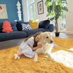 OLANLY 2x6 Machine Washable Runner Rugs for Hallway, Soft Fluffy Shaggy Bedside Rugs for Bedroom, Living Room, Indoor Floor Carpet for Kids Girls and Boys, Home Decor Aesthetic, Mustard Yellow