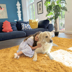 OLANLY 2x3 Machine Washable Small Bedside Rug, Soft Fluffy Shaggy Entryway Throw Rugs for Bedroom, Living Room, Indoor Floor Carpet for Kids Girls and Boys, Home Decor Aesthetic, Mustard Yellow