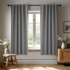 Deconovo Blackout Curtains, Thermal Insulated, W42 x L45 2 Panels, Back Tab, Machine Washable, Room-Darkening Drapes for Bedroom/Living Room Light Grey