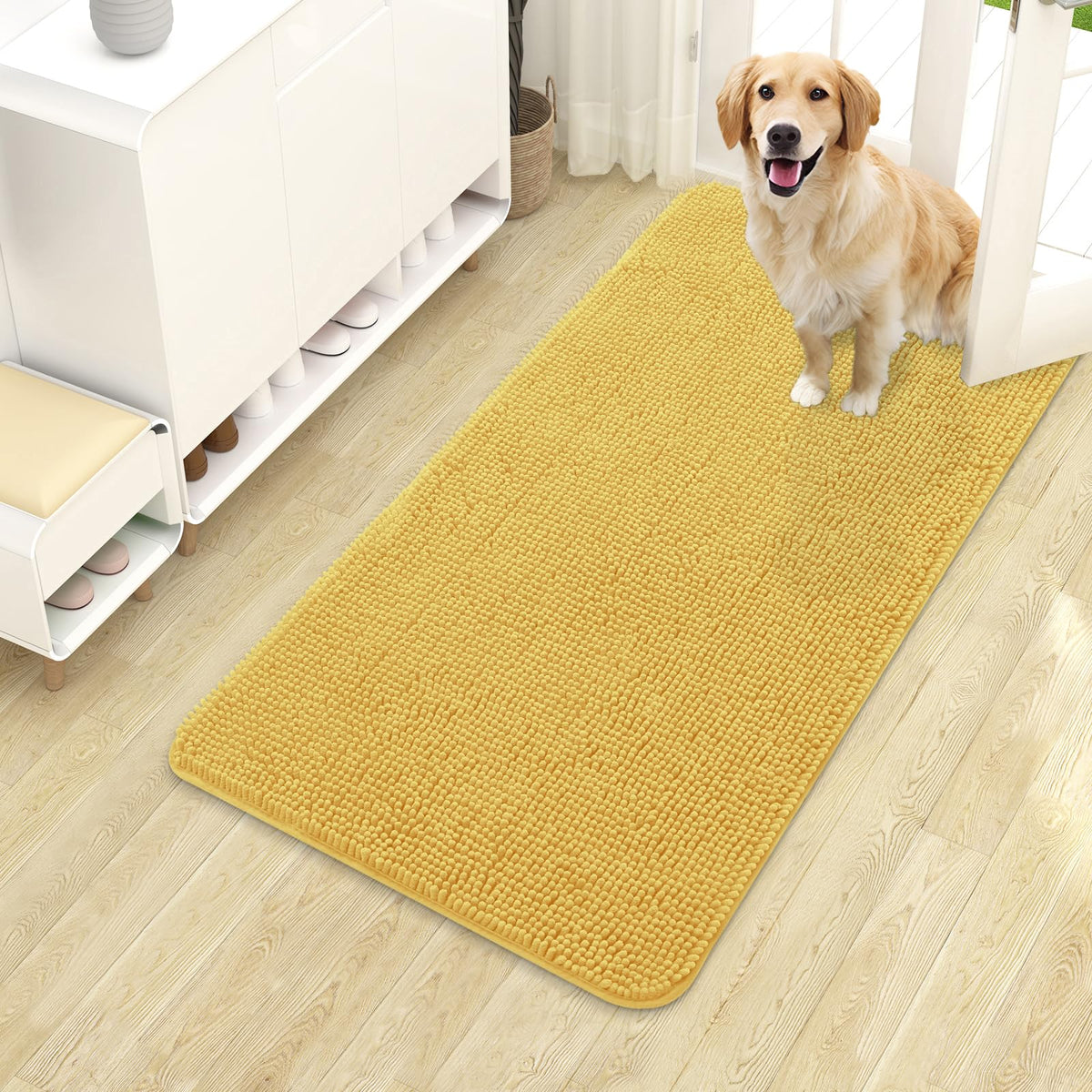 OLANLY Dog Door Mat for Muddy Paws 40x24, Super Absorbent Chenille Mud Mat