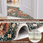 Yamaziot Washable Runner Rug, 3x8 Non-Slip Boho Vintage Hallway Rug with Rubber Backing, Low Pile Faux Wool Distressed Carpet Runner for Bedroom, Kitchen, Laundry, Entrance