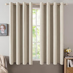 MIULEE Linen Curtains for Bedroom 100% Blackout Thermal Insulated Stone Grommet Room Darkening Curtains & Drapes Fall Decor for Living Room Nursery 52 x 45 Inch (2 Panels)