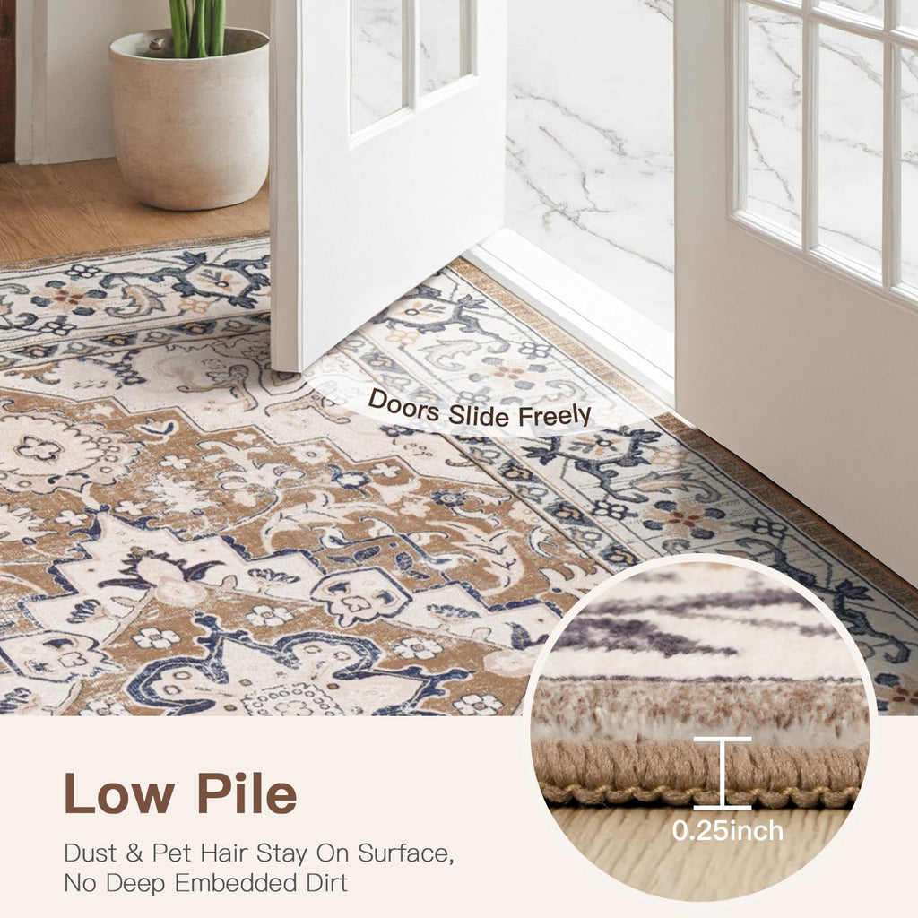 Lofus 3x5 Area Rugs for Living Room Bedroom, Small Carpet Floral Brown