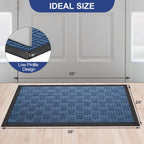 Mibao Front Door Mat Outdoor Entrance, 36" x 24" Heavy Duty Welcome Mat for Outdoor and Indoor, Waterproof Dirt Trapper Doormat, Super Absorbent Indoor Entryway Mat for Patio & Porch - Blue