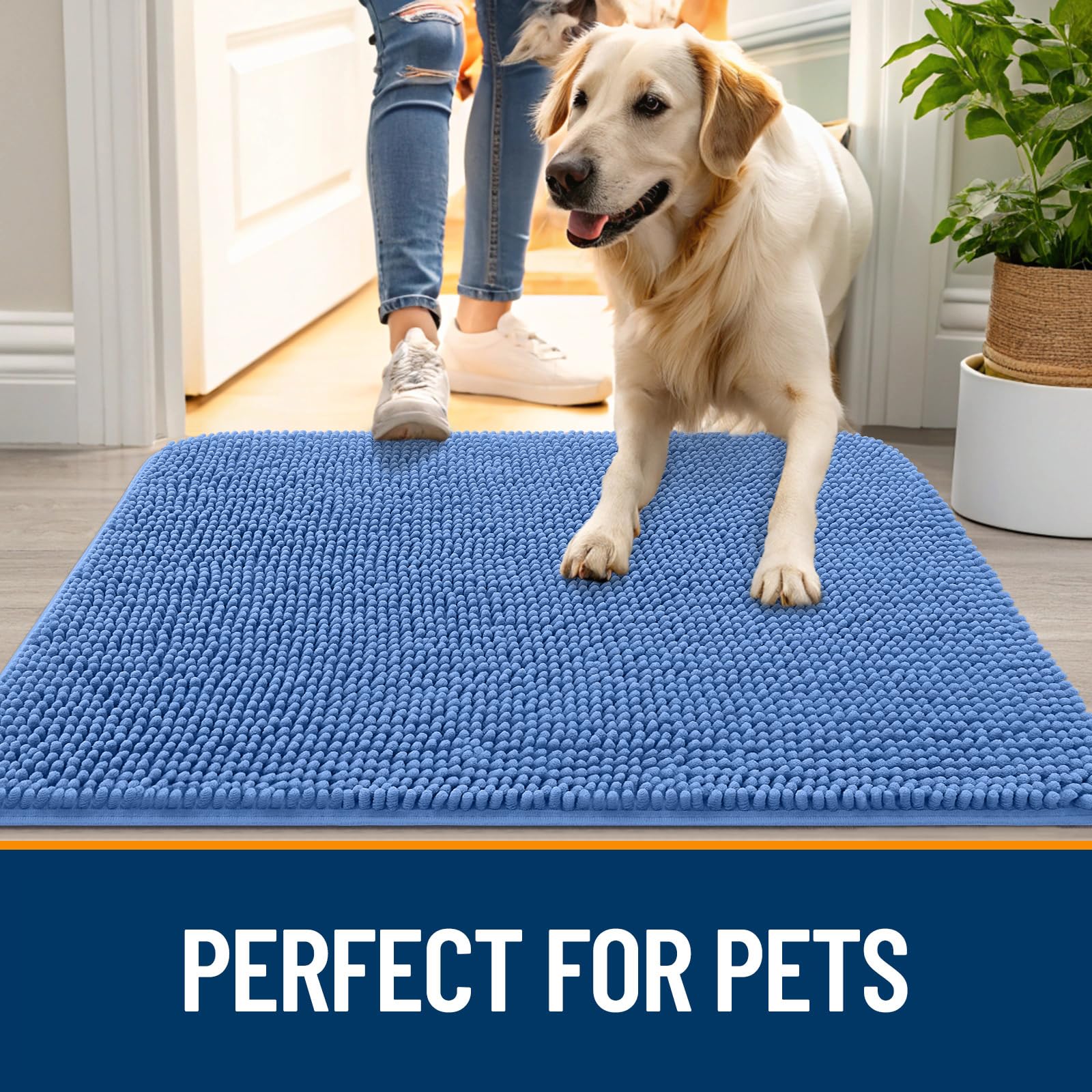OLANLY Dog Door Mat for Muddy Paws 44x32, Super Absorbent Chenille Mud Mat