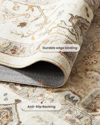 AMADA HOMEFURNISHING 2x6 Washable Runner Rug, Low-Profile Kitchen Rugs with Non-Slip Backing & Durable Edge Binding, Vintage Entryway Runner Rug for Bedroom & Hallway
