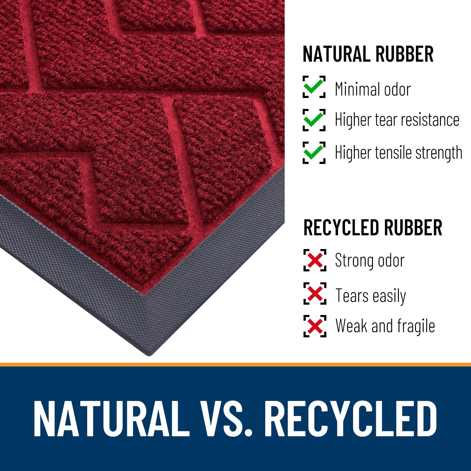OLANLY Front Door Mat Outside 59x23, All-Season Absorbent Rubber Doormat