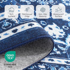 Lofus 6x9 Area Rugs for Living Room, Machine Washable Non-Slip Area Rug, Low Pile Large Rugs for Bedroom, Kitchen, Dining Room, Home Office, Vintage Oriental Print Rug, Dark Blue with White