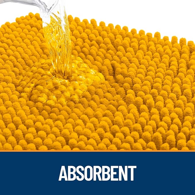 OLANLY Dog Door Mat for Muddy Paws 70x24, Absorbs Moisture and Dirt, Absorbent Non-Slip Washable Doormat, Quick Dry Chenille Mud Mat, Entry Indoor Entryway Carpet for Inside Floor, Golden Yellow