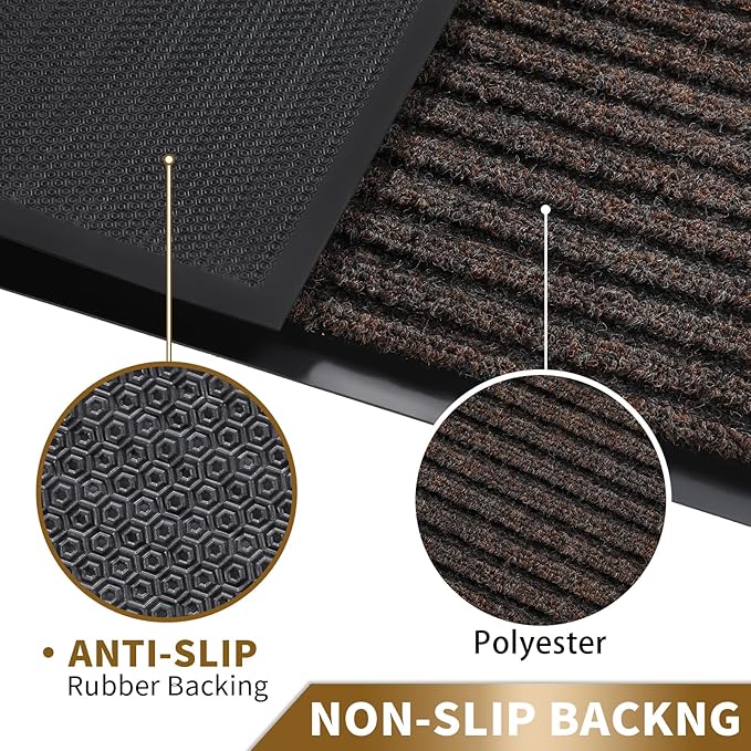 Yimobra Front Door Mat Outdoor Indoor Entrance, 100% Waterproof All-Season All Weather Doormat, Welcome Matt Outside Entry, Non Slip, Low Profile, Heavy Duty Patio Porch Floor Mats,36 x 17