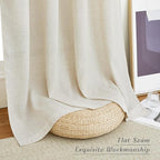 NICETOWN Natural Linen Cafe Curtains 45 inch Length, Thick Flax Linen Window Treatments Privacy Assured with Light Filtering for Farmhouse/Bedroom, W55 x L45, 2 Panels