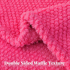 Whale Flotilla Extra Large Fuzzy Fleece Throw Blanket for Couch, 50x70 Inch Fluffy Warm Soft Jacquard Blankets for All Season, Lightweight and Cozy, Hot Pink