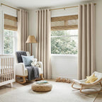 100% Blackout Shield Linen Blackout Curtains for Bedroom, Natural Flax Grommet Curtains for Living Room, Thermal Insulated Room Darkening Drapes for Nursery, Boho Home Decor, 50" W x 84" L, 2 Panels